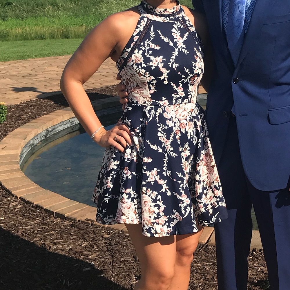 Halter Navy Floral Dress